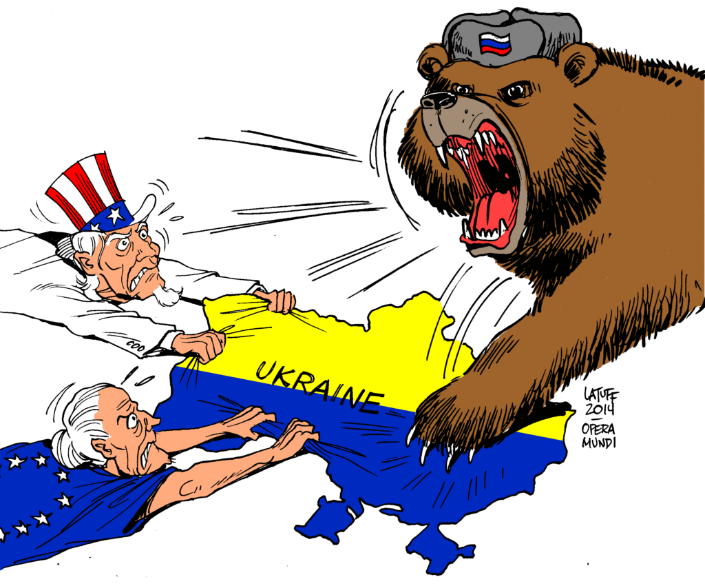 Der russische Bär, Uncle Sam und Europa streiten um die Ukraine